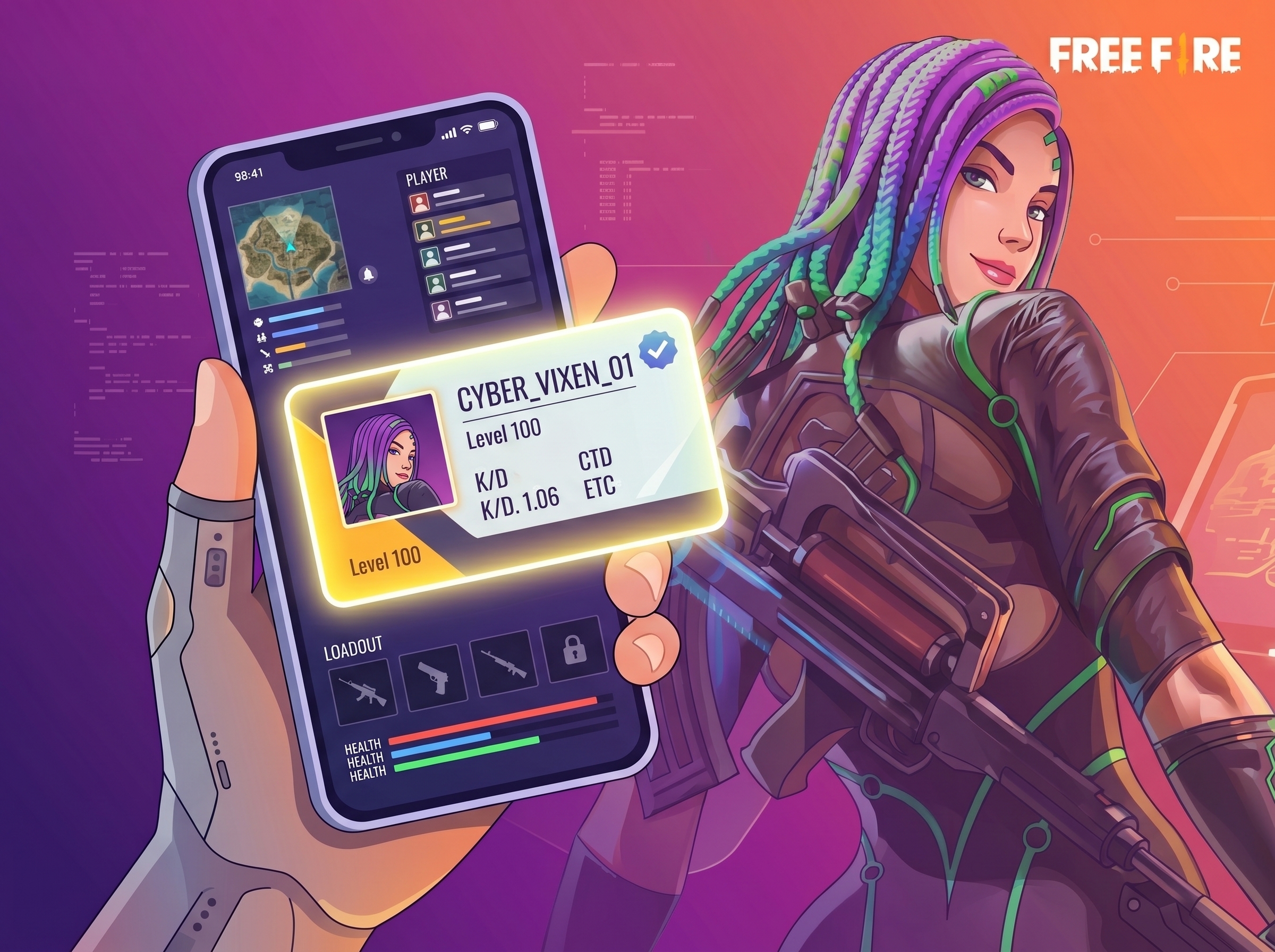 Free Fire প্রোফাইল স্ক্রিনে মোবাইলে UID দেখানোর স্ক্রিনশট